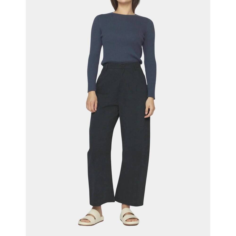 NEW 7115 BY SZEKI tailored curve legged trousers in charcoal black